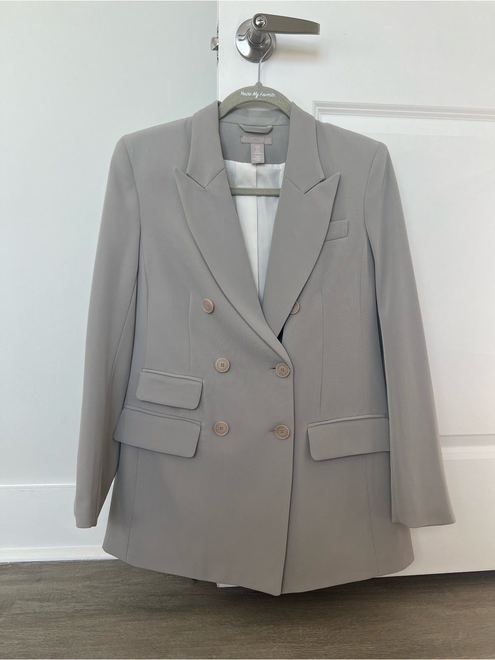 Light green/grey double breasted blazer